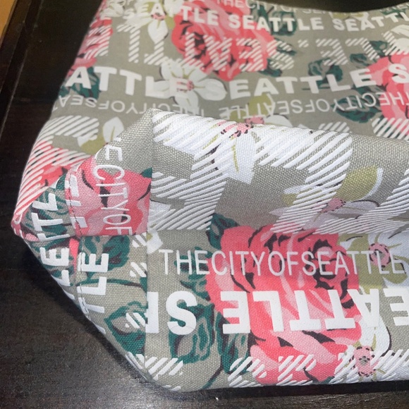 Robin Ruth The City Of Seattle Canvas Hobo Tote Shoulder Handbag Floral Zip - Picture 7 of 9